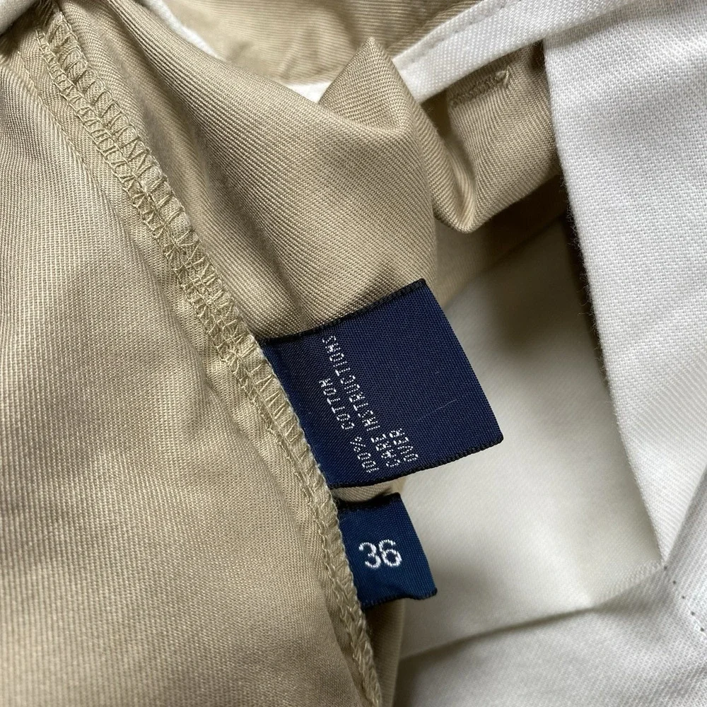 Vintage Polo Ralph Lauren Prospect Shorts Mens Sz 36 Tan Flat Front Chino *READ*